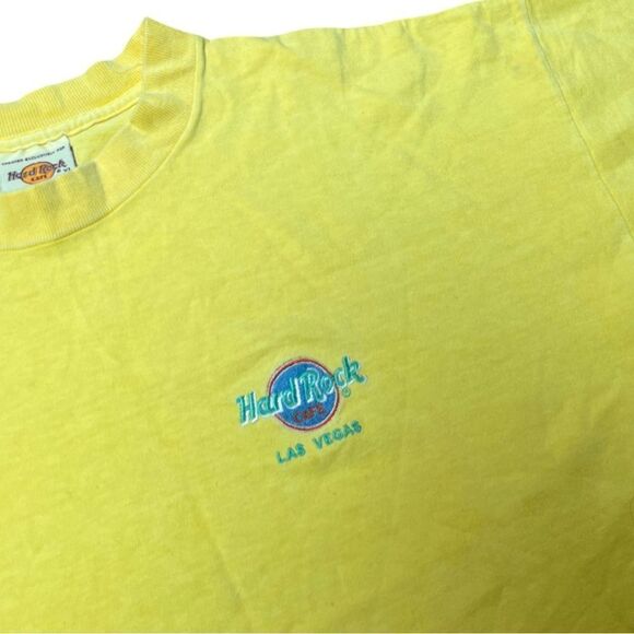 Vintage 1990s Hard Rock Las Vegas Retro Yellow T-Shirt - Picture 3 of 7